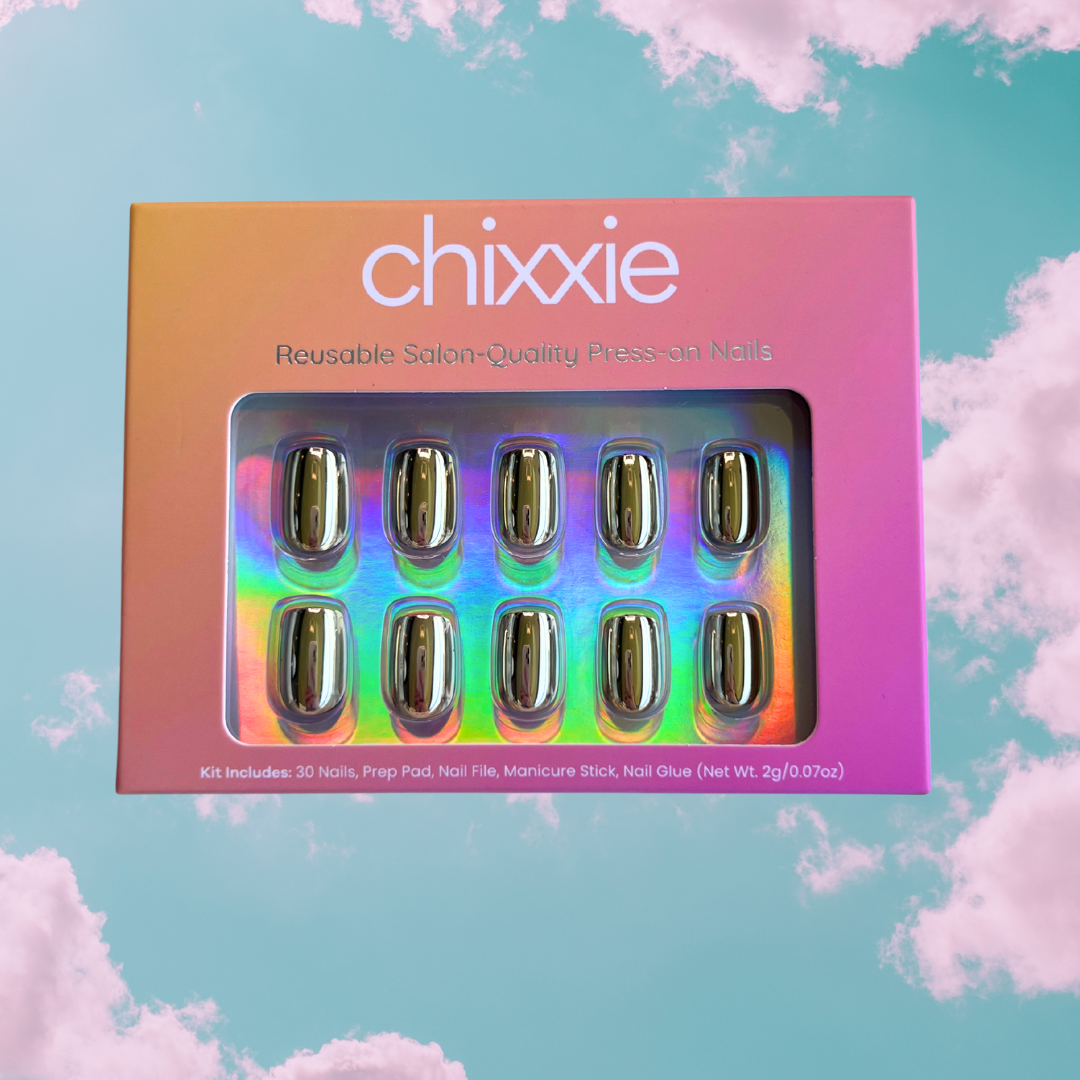Golden Girl Chixxie - Изкуствени нокти с квадратна форма