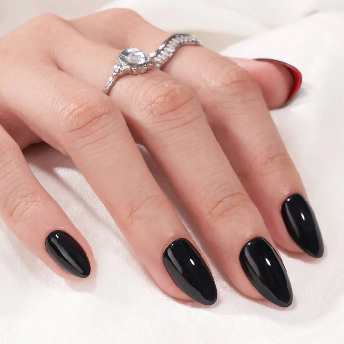 Black Velvet Almond Nails - Chixxie