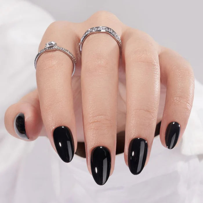 Black Velvet Almond Nails - Chixxie