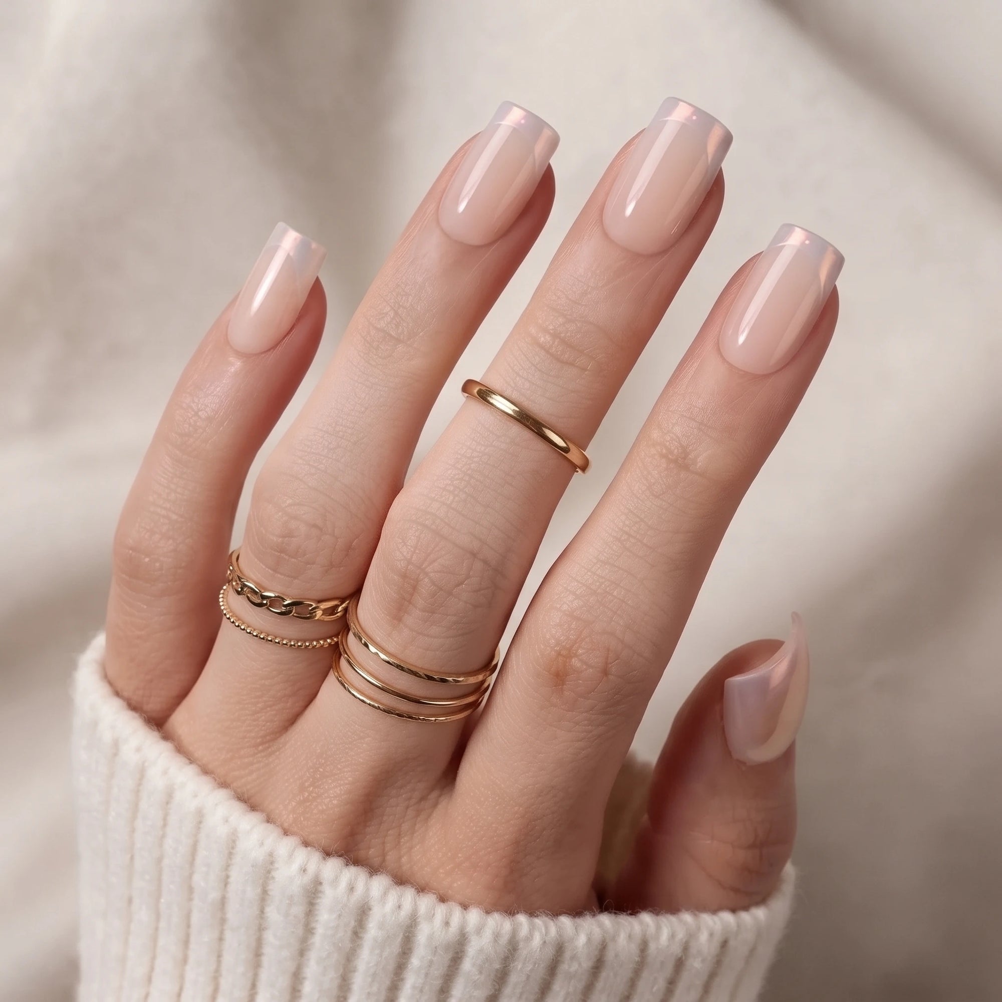 Nude Glass Chixxie - Изкуствени нокти в квадратна форма