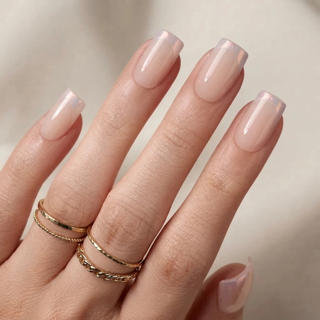 Nude Glass Chixxie - Изкуствени нокти в квадратна форма