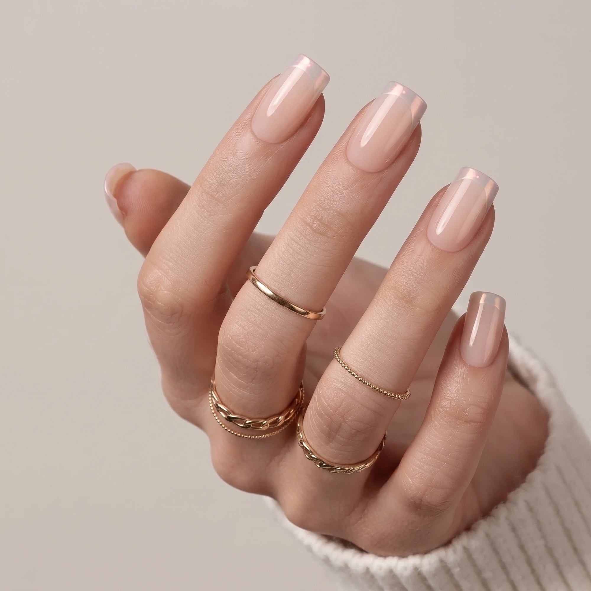 Nude Glass Chixxie - Изкуствени нокти в квадратна форма