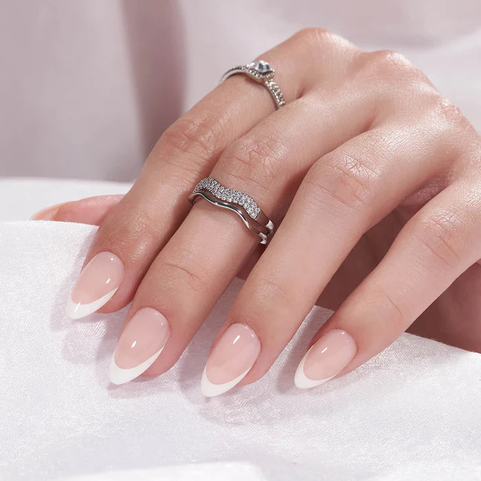 White French Almond Nails - Press On Nails - Chixxie