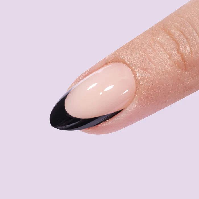 Black French Almond Nails - Chixxie