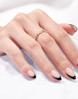 Black French Almond Nails - Chixxie