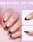 Black French Almond Nails - Chixxie