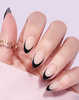 Black French Almond Nails - Chixxie