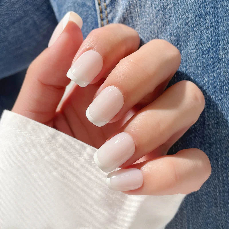 Classic White Square French Nails - Chixxie