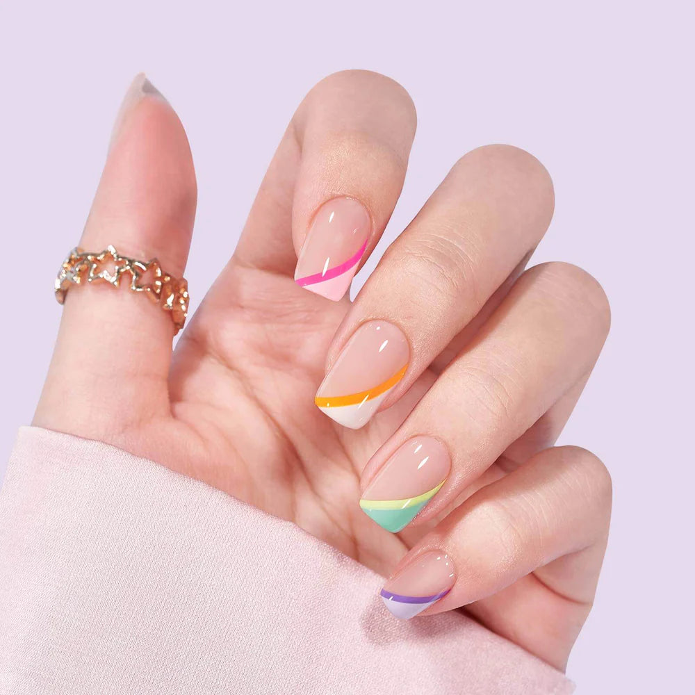 Pastel Curves Square Nails - Press On Nails - Chixxie