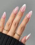 White Swirl Almond Nails - Press On Nails - Chixxie