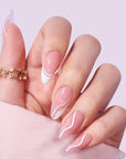 White Swirl Almond Nails - Press On Nails - Chixxie